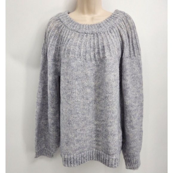 Lauren Conrad LC Sweater Women's Size Large Gray Round Neck w/Key Hole Back Tie - Picture 3 of 10